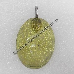 Dichroic Lampwork Glass Pendant with Metal Alloy Head, Oval 30x40mm Hole:7x4mm Sold by PC