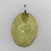 Dichroic Lampwork Glass Pendant with Metal Alloy Head, Oval 30x40mm Hole:7x4mm Sold by PC