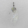 Dichroic Lampwork Glass Pendant with Metal Alloy Head, Horse Eye 20x40mm Hole:7x4mm Sold by PC