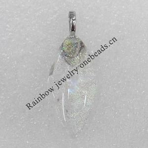 Dichroic Lampwork Glass Pendant with Metal Alloy Head, Horse Eye 15x35mm Hole:7x4mm Sold by PC