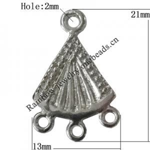 Copper Connectors Jewelry Findings Lead-free Platina Plated, 21x13mm Hole:2mm, Sold by Bag