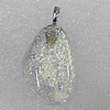 Dichroic Lampwork Glass Pendant with Metal Alloy Head, Nugget 30x40mm Hole:7x4mm Sold by PC