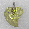Dichroic Lampwork Glass Pendant with Metal Alloy Head, Heart 30mm Hole:7x4mm Sold by PC