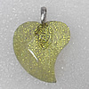 Dichroic Lampwork Glass Pendant with Metal Alloy Head, Heart 33mm Hole:7x4mm Sold by PC