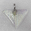 Dichroic Lampwork Glass Pendant with Metal Alloy Head, Triangle 30x40mm Hole:7x4mm Sold by PC
