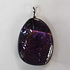 Dichroic Lampwork Glass Pendant with Metal Alloy Head, 50x30mm Hole:6x4mm Sold by PC