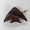 Dichroic Lampwork Glass Pendant with Metal Alloy Head, Animal, 43x26mm Hole:6x3.5mm Sold by PC