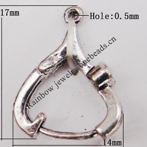 Copper clasp Jewelry Findings Lead-free, 17x14mm Hole:0.5mm Sold by Bag