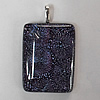 Dichroic Lampwork Glass Pendant with Metal Alloy Head, Rectangle, 50x30mm Hole:7x3mm Sold by PC