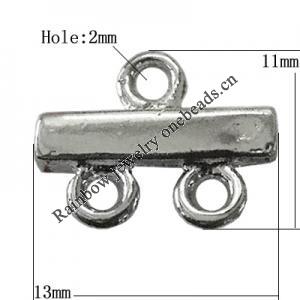 Copper Connectors Jewelry Findings Lead-free Platina Plated, 13x11mm Hole:2mm, Sold by Bag