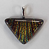 Dichroic Lampwork Glass Pendant with Metal Alloy Head, Triangle, 33x33mm Hole:7x3.5mm Sold by PC