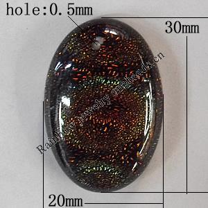 Dichroic Lampwork Glass Pendant, Flat Round, 30x20mm Hole:0.5mm Sold by PC