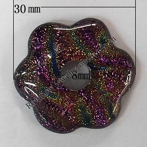 Dichroic Lampwork Glass Pendant, Flower, 30mm Hole:8mm Sold by PC