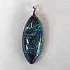 Dichroic Lampwork Glass Pendant with Metal Alloy Head, Horse Eye, 40x15mm Hole:3mm Sold by PC