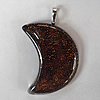 Dichroic Lampwork Glass Pendant with Metal Alloy Head, Moon, 48x30mm Hole:7x4mm Sold by PC