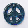 Dichroic Glass Pendant, Peace Sign, Flat round, 38x38x5mm, Hole:Approx 3MM, Sold by PC