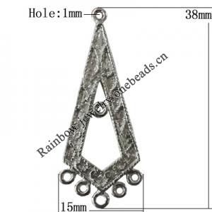 Copper Connectors Jewelry Findings Lead-free Platina Plated, 38x15mm Hole:1mm, Sold by Bag