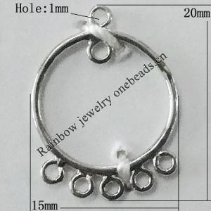 Copper Connectors Jewelry Findings Lead-free Platina Plated, 20x15mm Hole:1mm, Sold by Bag