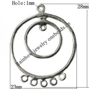 Copper Connectors Jewelry Findings Lead-free Platina Plated, 28x23mm Hole:1mm, Sold by Bag