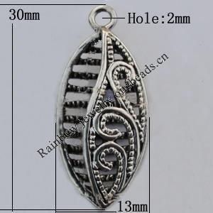 Copper Pendant Jewelry Findings Lead-free, 30x13mm Hole:2mm Sold by Bag