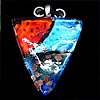 Gold Sand Lampwork Pendant with Metal Alloy Head, Triangle 47x52mm Hole:7x4mm, Sold by PC