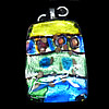 Gold Sand Lampwork Pendant with Metal Alloy Head, Rectangle 52x35mm Hole:7x4mm, Sold by PC