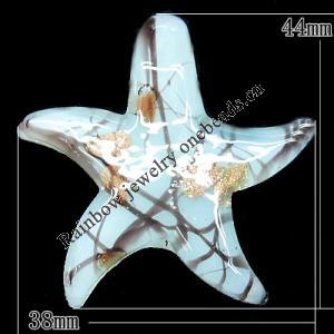 Gold Sand Lampwork Pendant, Star 44x38mm Hole:4mm, Sold by PC