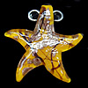 Gold Sand Lampwork Pendant, Star 44x38mm Hole:4mm, Sold by PC