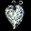 Gold Sand Lampwork Pendant, Heart 50x38mm Hole:3mm, Sold by PC
