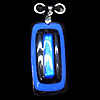Murano Lampwork Pendant with Metal Alloy Head, Rectangle 47x24mm Hole:5x4mm, Sold by PC