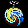Silver Foil Lampwork Pendant with Metal Alloy Head, Flat Round 47x24mm Hole:5x4mm, Sold by PC