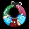 Silver Foil Lampwork Pendant with Acrylic Zircon, Donut 47x47mm Hole:19mm, Sold by PC