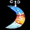 Silver Foil Lampwork Pendant with Acrylic Zircon and Metal Alloy Head, Moon 55x55mm Hole:5x4mm, Sold by PC