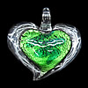 Silver Foil Lampwork Pendant, Heart 49x49mm Hole:7mm, Sold by PC