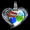 Silver Foil Lampwork Pendant, Heart 49x49mm Hole:7mm, Sold by PC