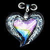 Murano Lampwork Pendant with Metal Alloy Head, Heart 41x38mm Hole:5x4mm, Sold by PC