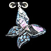Murano Lampwork Pendant with Metal Alloy Head, Butterfly 39x36mm Hole:5x4mm, Sold by PC