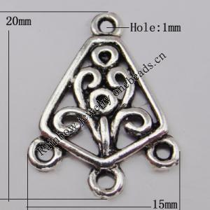 Connector Zinc Alloy Jewelry Findings Lead-free, 15x20mm Hole:1mm Sold by Bag