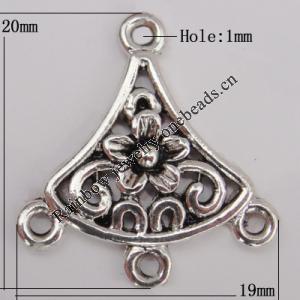 Connector Zinc Alloy Jewelry Findings Lead-free, 20x19mm Hole:1mm Sold by Bag
