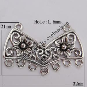Connector Zinc Alloy Jewelry Findings Lead-free, 32x21mm Hole:1.5mm Sold by Bag