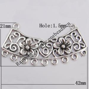 Connector Zinc Alloy Jewelry Findings Lead-free, 42x21mm Hole:1.5mm Sold by Bag