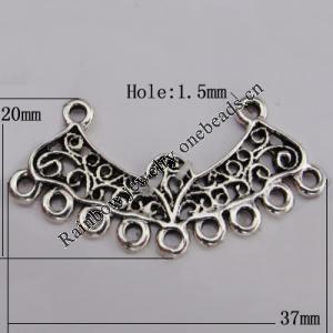 Connector Zinc Alloy Jewelry Findings Lead-free, 37x20mm Hole:1.5mm Sold by Bag