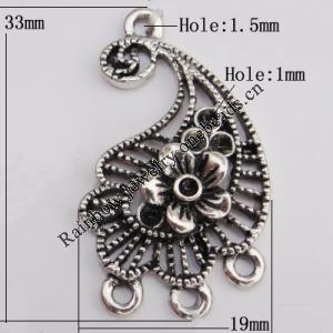 Connector Zinc Alloy Jewelry Findings Lead-free, 33x19mm Hole:1.5mm Sold by Bag