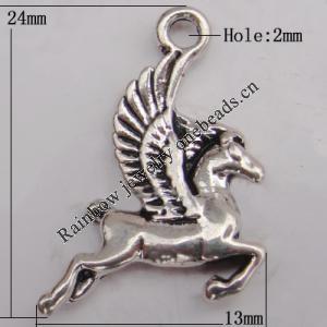 Pendant Zinc Alloy Jewelry Findings Lead-free, Horse 24x13mm Hole:2mm Sold by Bag