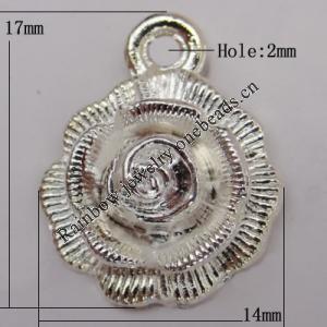 Pendant Zinc Alloy Jewelry Findings Lead-free, Flower 17x14mm Hole:2mm Sold by Bag