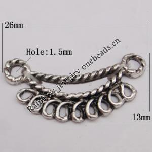 Connector Zinc Alloy Jewelry Findings Lead-free, 26x13mm Hole:1.5mm Sold by Bag