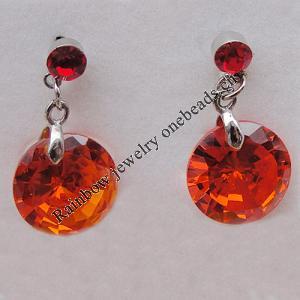 Cubic Zircon (C.Z) & Copper Platina Plated Earring, 12mm, Sold by Pair