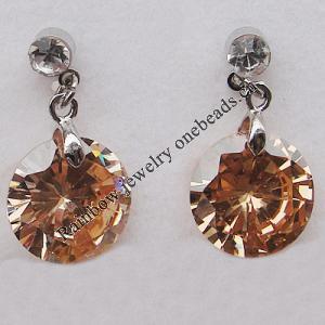 Cubic Zircon (C.Z) & Copper Platina Plated Earring, 12mm, Sold by Pair