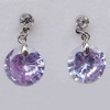Cubic Zircon (C.Z) & Copper Platina Plated Earring, 12mm, Sold by Pair