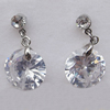 Cubic Zircon (C.Z) & Copper Platina Plated Earring, 12mm, Sold by Pair